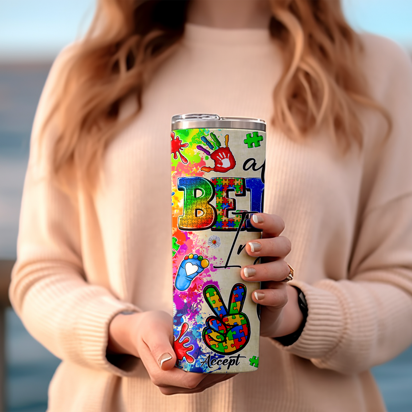 20oz Skinny Tumbler-Autism (straw/brush included)