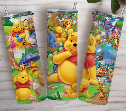 20oz Skinny Tumbler-Pooh & Friends (straw/brush included)